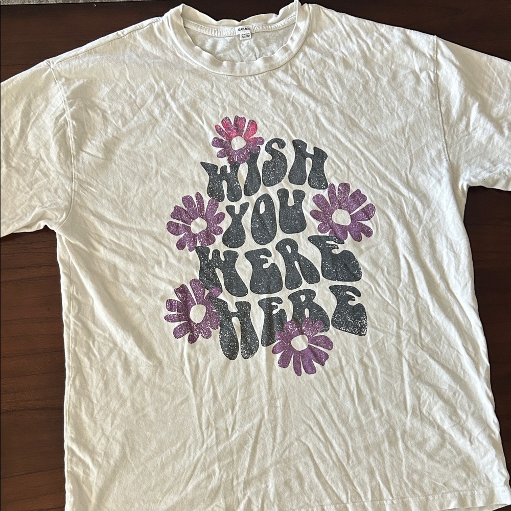 Garage Off White Tee with Purple Floral Graphic